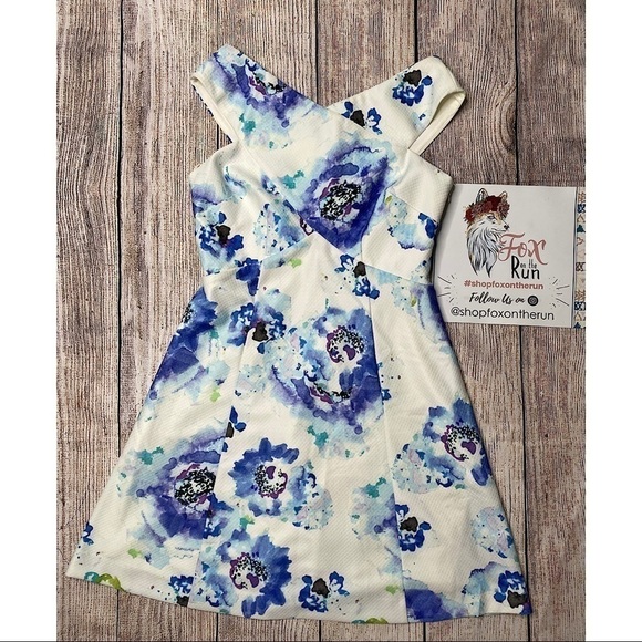 RACHEL Roy Off The Shoulder Watercolor Floral A-Line Mini Dress Size 6 - Picture 3 of 13